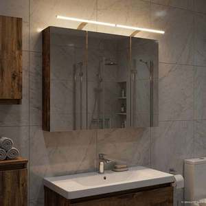 vidaXL Dulap cu oglindă pentru baie Stejar fumuriu 100 x 14, 5 x 70 cm imagine