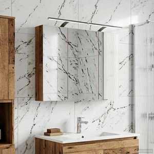 vidaXL Dulap cu oglindă pentru baie Lemn vechi 100 x 14, 5 x 70 cm imagine