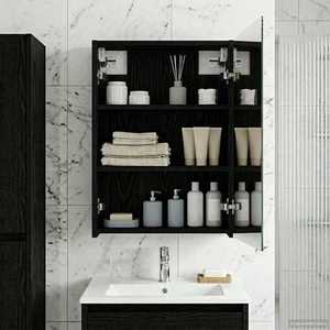 vidaXL Dulap cu oglindă pentru baie Stejar Negru 43 x 16 x 62.5 cm imagine