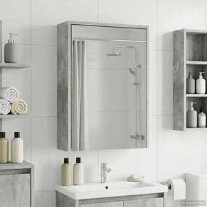 vidaXL Dulap cu oglindă pentru baie Gri din beton 43 x 16 x 62.5 cm imagine