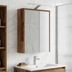 vidaXL Dulap cu oglindă pentru baie Lemn vechi 43 x 16 x 62.5 cm imagine
