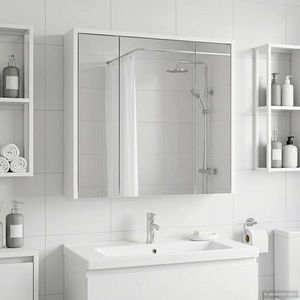 vidaXL Dulap cu oglindă pentru baie Alb 63, 5 x 16 x 62, 5 cm imagine