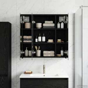 vidaXL Dulap cu oglindă pentru baie Stejar Negru 63, 5 x 16 x 62, 5 cm imagine