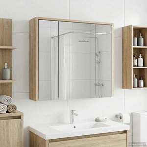 vidaXL Dulap cu oglindă pentru baie Stejar Sonoma 63, 5 x 16 x 62, 5 cm imagine