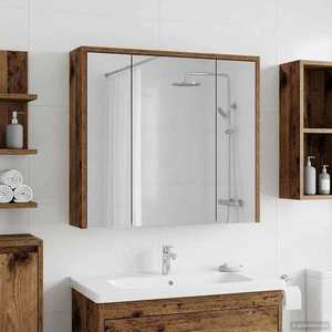 vidaXL Dulap cu oglindă pentru baie Lemn vechi 63, 5 x 16 x 62, 5 cm imagine