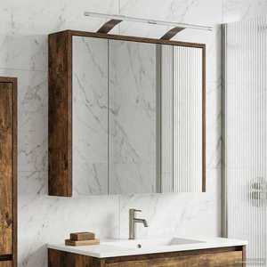 vidaXL Dulap cu oglindă pentru baie Stejar fumuriu 63, 5 x 16 x 62, 5 cm imagine