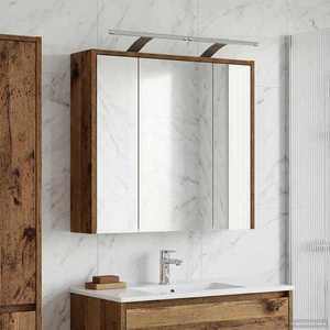 vidaXL Dulap cu oglindă pentru baie Lemn vechi 63, 5 x 16 x 62, 5 cm imagine
