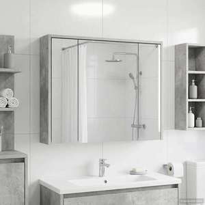 vidaXL Dulap cu oglindă pentru baie Gri din beton 73, 5 x 16 x 62, 5 cm imagine