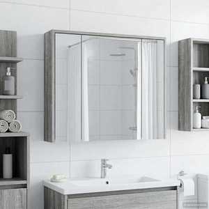 vidaXL Dulap cu oglindă pentru baie Gri Sonoma 73, 5 x 16 x 62, 5 cm imagine