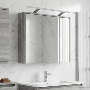 vidaXL Dulap cu oglindă pentru baie Gri Sonoma 73, 5 x 16 x 62, 5 cm imagine
