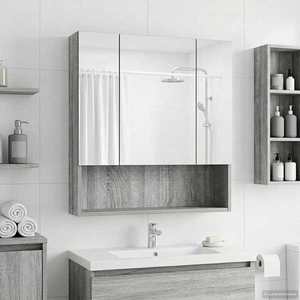 vidaXL Dulap cu oglindă pentru baie Gri Sonoma 60 x 14.5 x 70 cm imagine