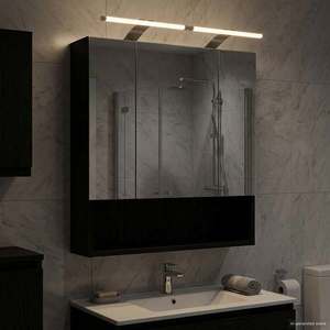 vidaXL Dulap cu oglindă pentru baie Stejar Negru 60 x 14.5 x 70 cm imagine