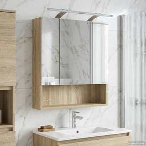 vidaXL Dulap cu oglindă pentru baie Stejar Sonoma 60 x 14.5 x 70 cm imagine