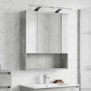 vidaXL Dulap cu oglindă pentru baie Gri din beton 60 x 14.5 x 70 cm imagine