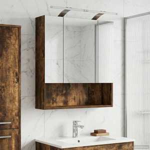 vidaXL Dulap cu oglindă pentru baie Stejar fumuriu 60 x 14.5 x 70 cm imagine