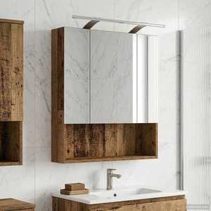 vidaXL Dulap cu oglindă pentru baie Lemn vechi 60 x 14.5 x 70 cm imagine