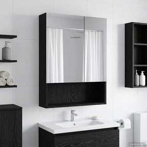 vidaXL Dulap cu oglindă pentru baie Stejar Negru 50 x 14, 5 x 70 cm imagine