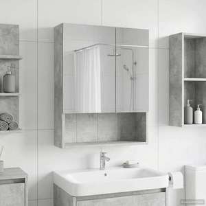 vidaXL Dulap cu oglindă pentru baie Gri din beton 50 x 14, 5 x 70 cm imagine