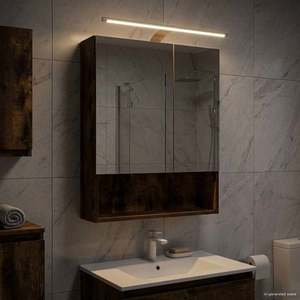 vidaXL Dulap cu oglindă pentru baie Stejar fumuriu 50 x 14, 5 x 70 cm imagine