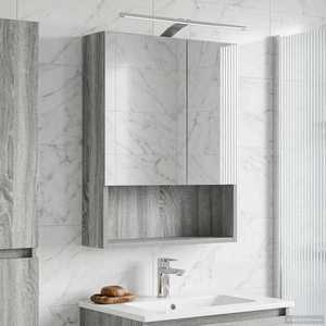 vidaXL Dulap cu oglindă pentru baie Gri Sonoma 50 x 14, 5 x 70 cm imagine