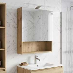 vidaXL Dulap cu oglindă pentru baie Stejar artizanal 50 x 14, 5 x 70 cm imagine