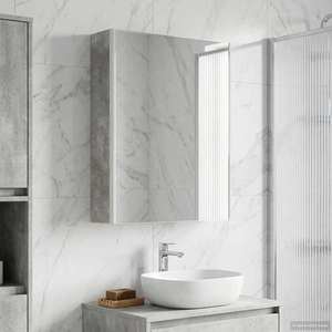 vidaXL Dulap cu oglindă pentru baie Gri din beton 53, 5 x 15, 5 x 70 cm imagine