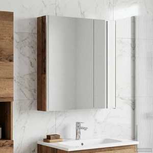 vidaXL Dulap cu oglindă pentru baie Lemn vechi 63, 5 x 15, 5 x 70 cm imagine