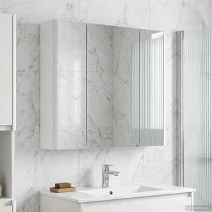 vidaXL Dulap cu oglindă pentru baie Alb 63, 5 x 15, 5 x 60, 5 cm imagine
