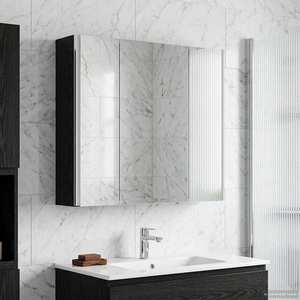vidaXL Dulap cu oglindă pentru baie Stejar Negru 63, 5 x 15, 5 x 60, 5 cm imagine