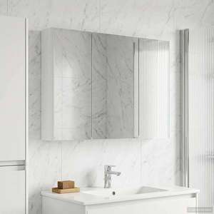 vidaXL Dulap cu oglindă pentru baie Alb 103, 5 x 15, 5 x 70 cm imagine