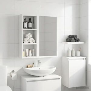 vidaXL Dulap de perete pentru baie Alb 20 x 10 x 50 cm Lemn prelucrat imagine