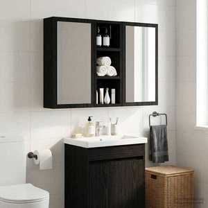 vidaXL Dulap de perete pentru baie Stejar Negru 20 x 10 x 50 cm imagine