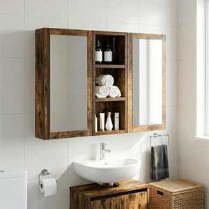 vidaXL Dulap de perete pentru baie Stejar Afumat 20 x 10 x 50 cm imagine
