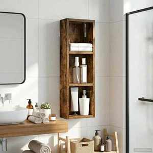 vidaXL Dulap de perete pentru baie Stejar Afumat 20 x 10 x 60, 5 cm imagine