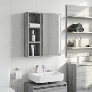 vidaXL Dulap de perete pentru baie Sonoma gri 20 x 10 x 60, 5 cm imagine