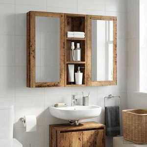 vidaXL Dulap de perete pentru baie Lemn vechi 20 x 10 x 60, 5 cm imagine