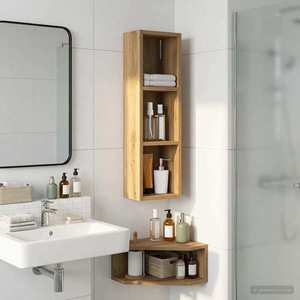vidaXL Dulap de perete pentru baie Stejar artizanal 20 x 14 x 70 cm imagine
