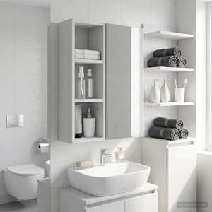 vidaXL Dulap de perete pentru baie cu raft Alb 20 x 16 x 62, 5 cm imagine