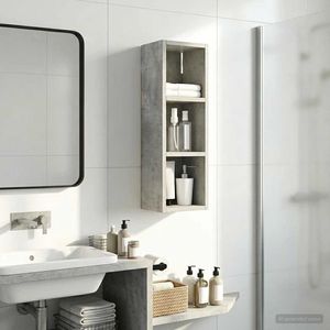 vidaXL Dulap de perete pentru baie cu raft Gri Beton 20 x 16 x 62, 5 cm imagine