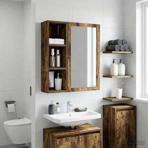 vidaXL Dulap de perete pentru baie Stejar Afumat 20 x 16 x 62, 5 cm imagine