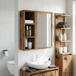 vidaXL Dulap de perete pentru baie Lemn vechi 20 x 16 x 62, 5 cm imagine
