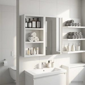 vidaXL Dulap de perete pentru baie Alb 30 x 10 x 50 cm Lemn prelucrat imagine