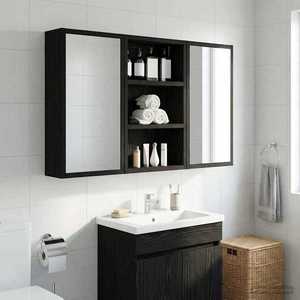 vidaXL Dulap de perete pentru baie Stejar Negru 30 x 10 x 50 cm imagine