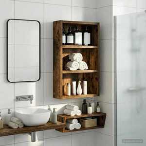 vidaXL Dulap de perete pentru baie Stejar Afumat 30 x 10 x 50 cm imagine