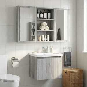 vidaXL Dulap de perete pentru baie cu raft Sonoma gri 30 x 10 x 50 cm imagine