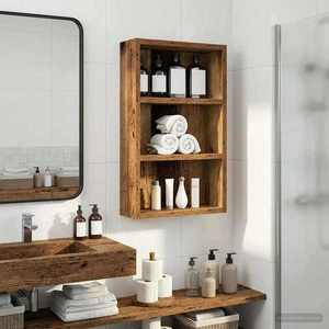 vidaXL Dulap de perete pentru baie cu raft Lemn vechi 30 x 10 x 50 cm imagine