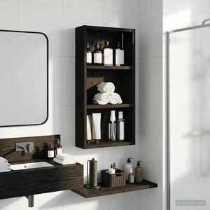 vidaXL Dulap de perete pentru baie Stejar Negru 30 x 10 x 60, 5 cm imagine