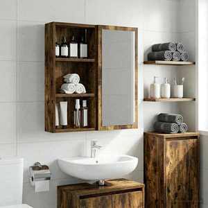 vidaXL Dulap de perete pentru baie Stejar Afumat 30 x 10 x 60, 5 cm imagine