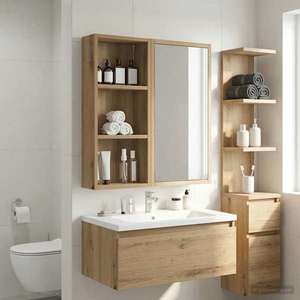vidaXL Dulap de perete pentru baie Stejar artizanal 30 x 14 x 70 cm imagine
