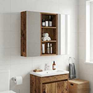 vidaXL Dulap de perete pentru baie Lemn vechi 30 x 16 x 62, 5 cm imagine